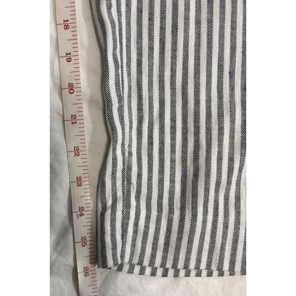 Flat Front Linen Avery Pants Striped Stretch Nautical Resort Beach Comfy Size 6